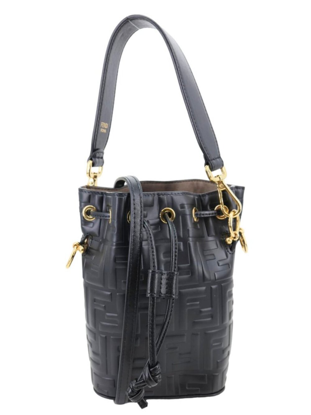 Fendi  Mon Tresor Mini Leather Bucket Crossbody Bag Black